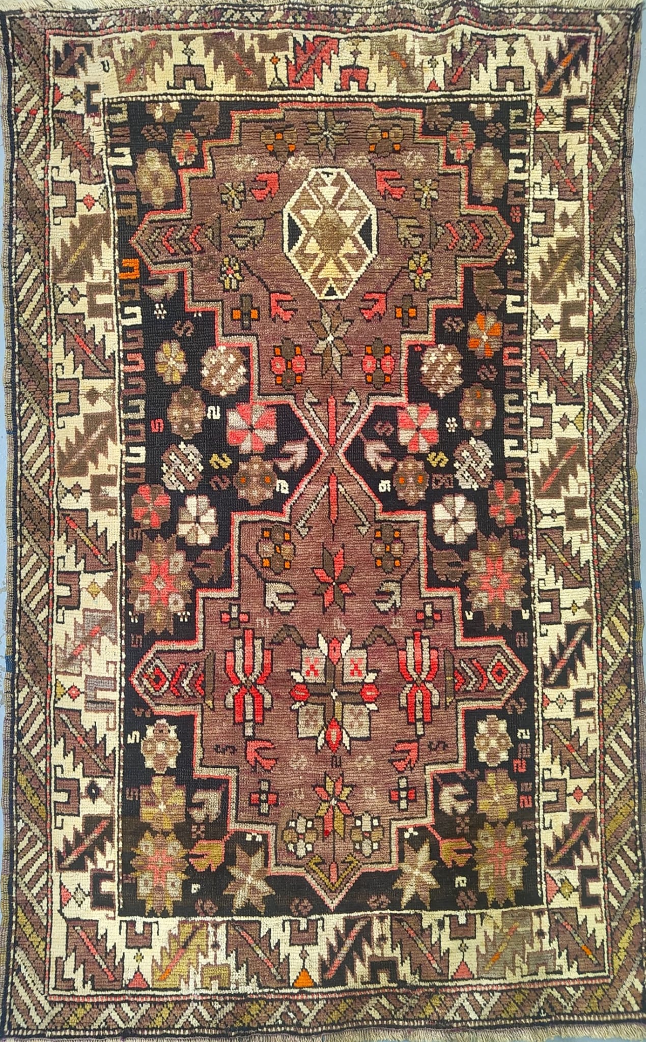 Antique Caucasian Rug in All-Over Style