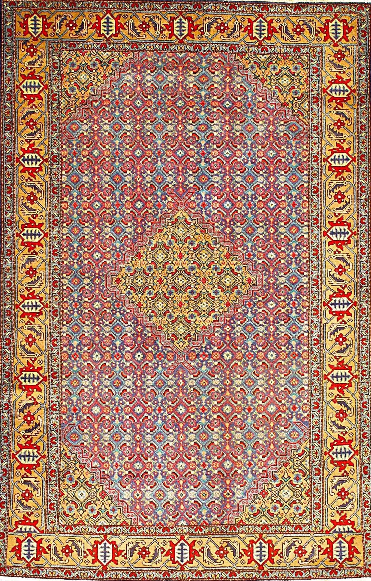 Handwoven Ardebil Rug with Medallion Pattern