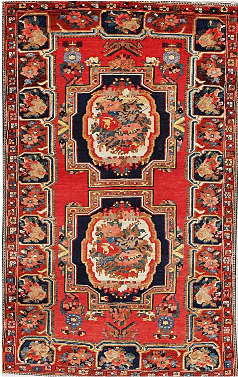 Handwoven Bakhtiari Rug with Medallion Pattern