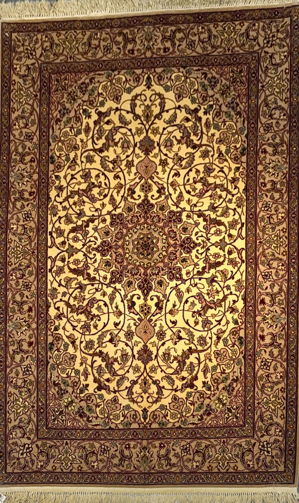 Antique Isfahan Rug in Medallion Style