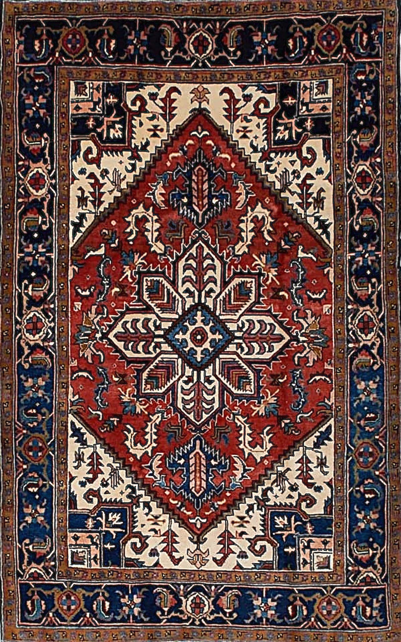 Antique Heriz Rug in Medallion Style