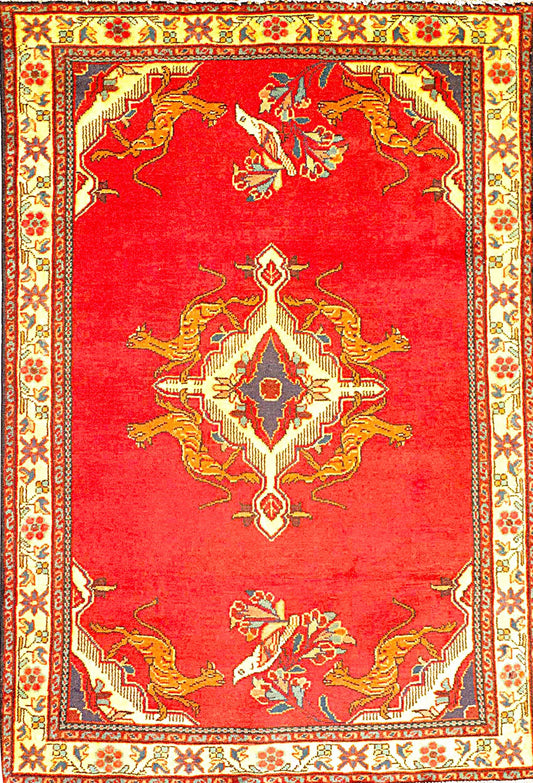 Antique Tafresh Rug in Medallion Style