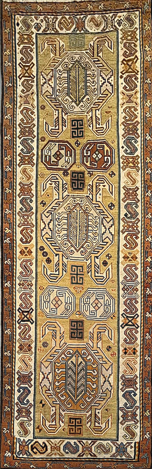 Antique: Caucasian Runner with Medallion Design