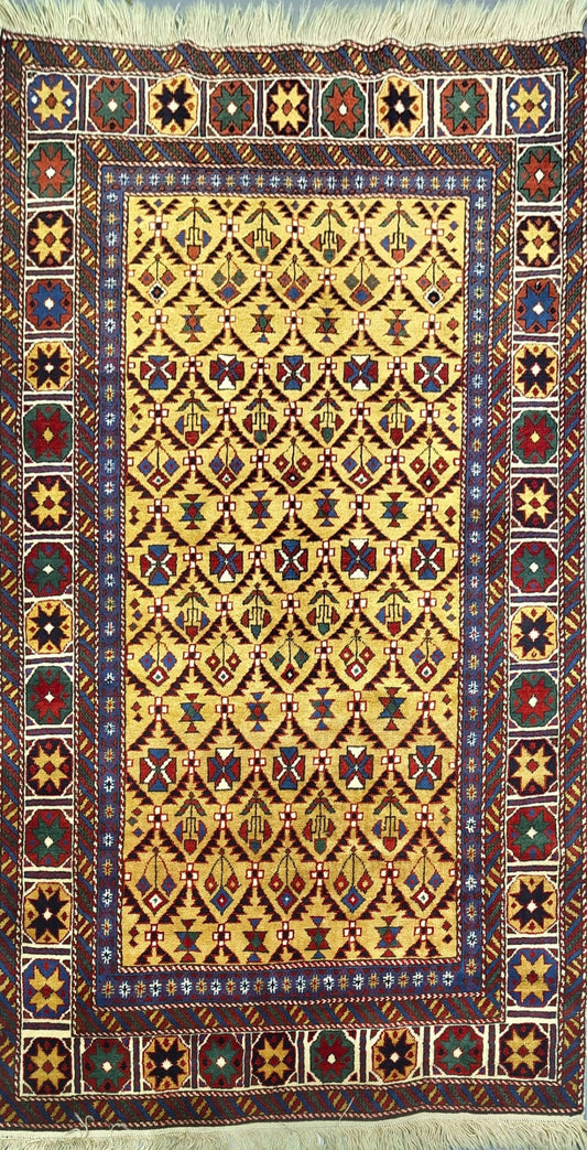 Handwoven Caucasian Rug with All-Over Pattern
