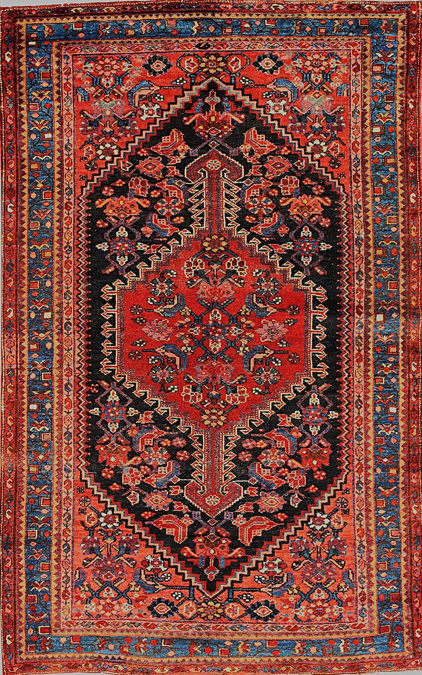 Antique Zanjan Rug in Medallion Style