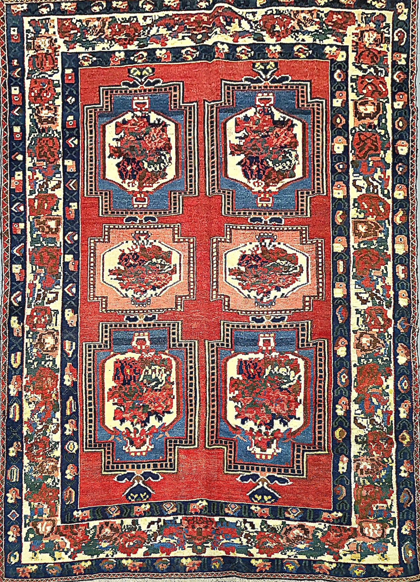 Antique Bakhtiari Rug in All-Over Style
