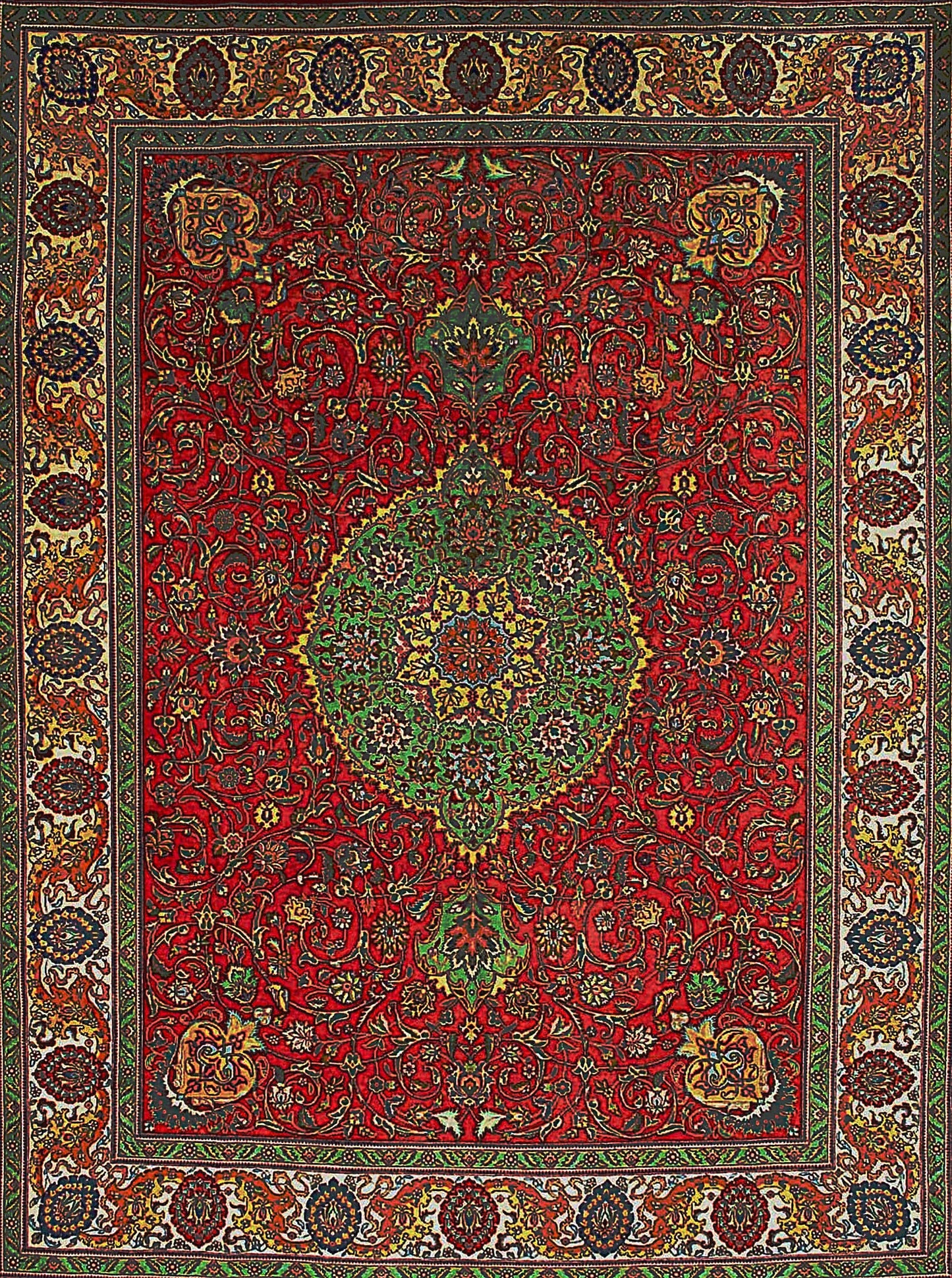 Antique Tabriz Rug in Medallion Style