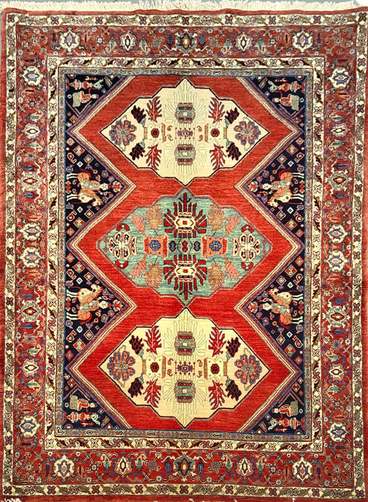 Handwoven Senneh Rug with All-Over Pattern
