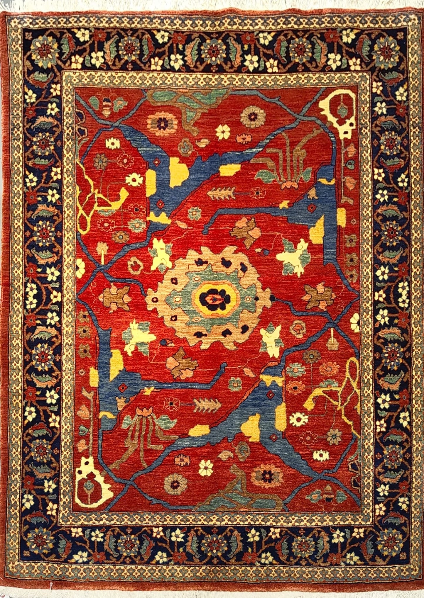 Handwoven Senneh Rug with All-Over Pattern