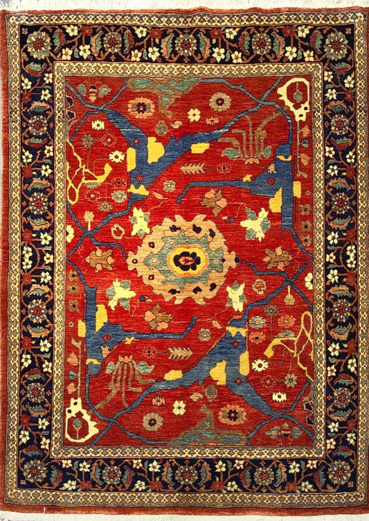 Handwoven Senneh Rug with All-Over Pattern