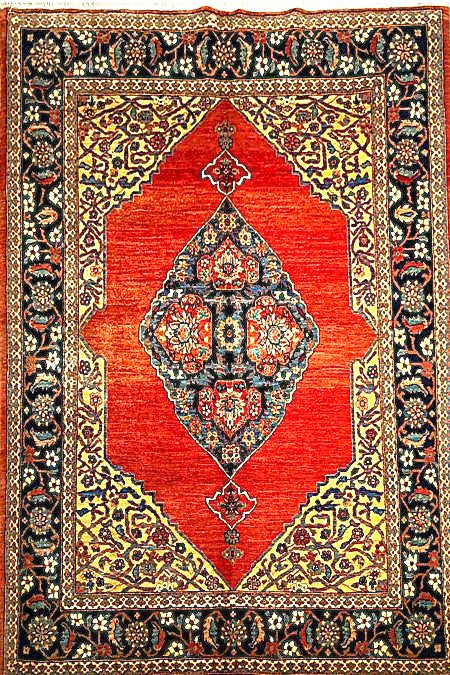 Antique Senneh Rug in Medallion Style