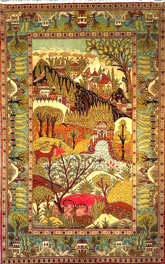 Antique Kashan Rug in All-Over Style