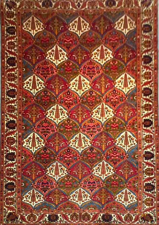 Antique Bakhtiari Rug in All-Over Style