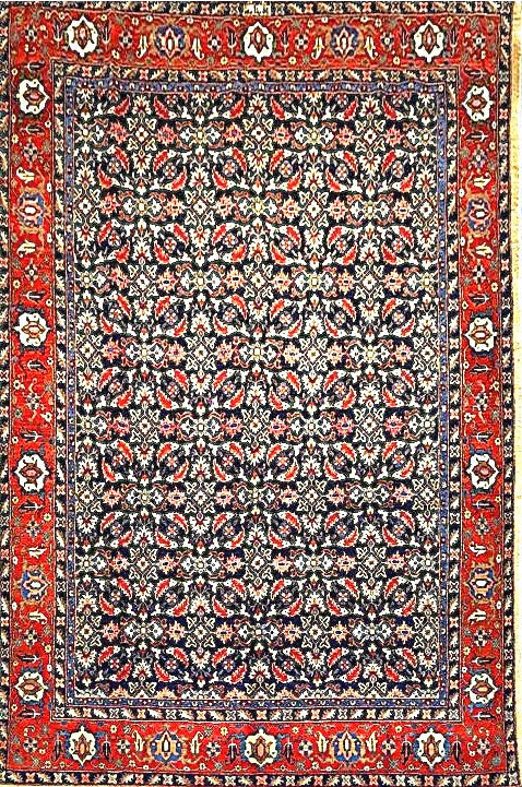 Handwoven Senneh Rug with All-Over Pattern