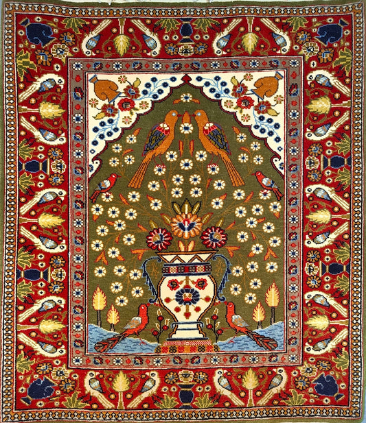 Antique Qum Rug in All-Over Style