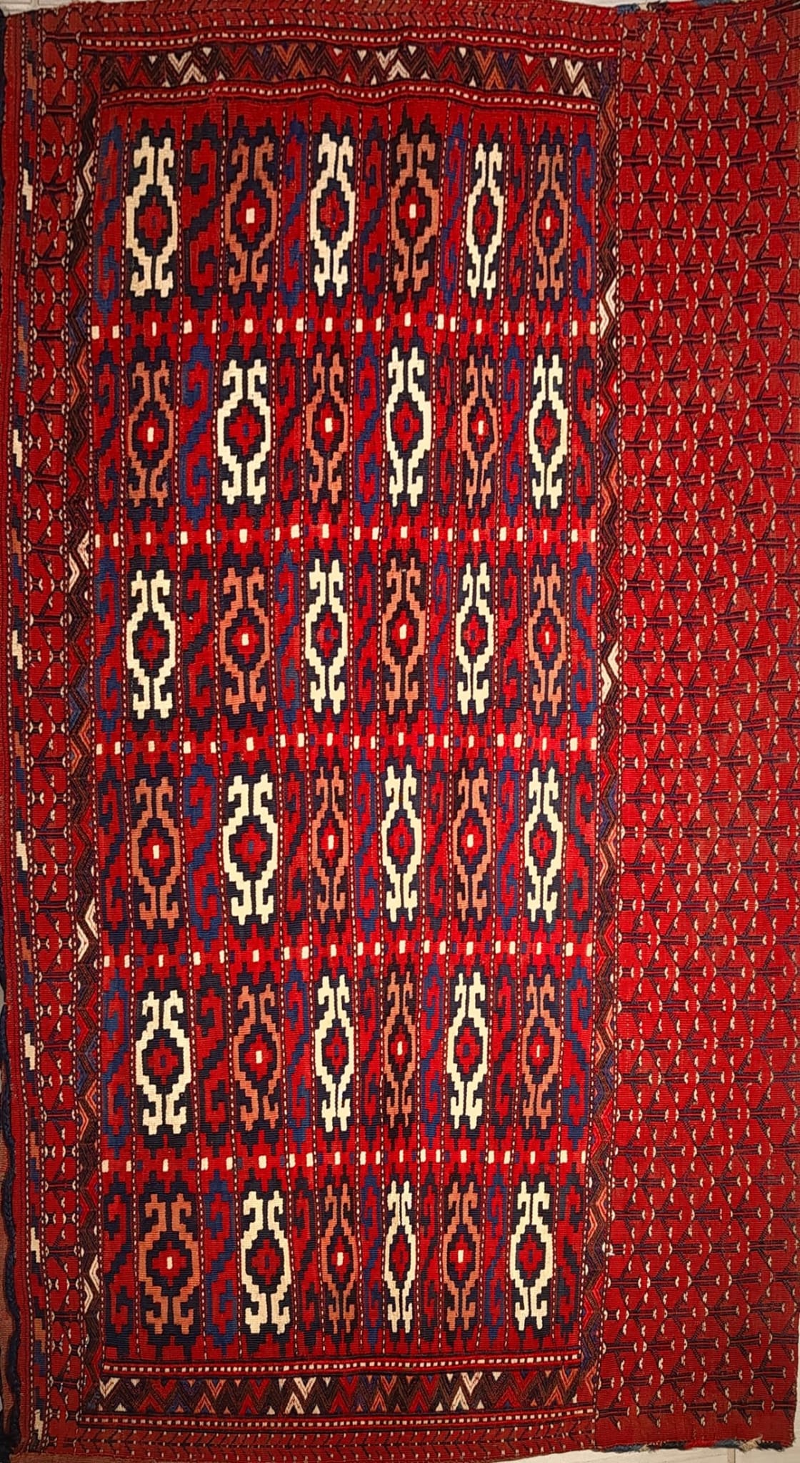 Handwoven Turkoman Rug with All-Over Pattern