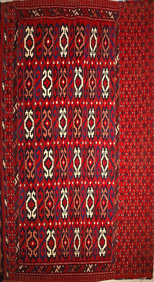 Handwoven Turkoman Rug with All-Over Pattern