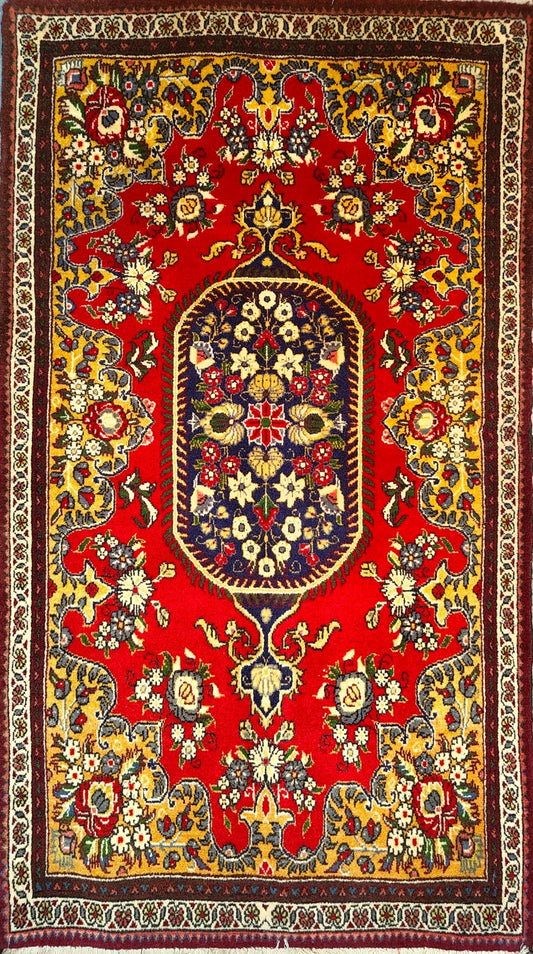 Antique Qum Rug in Medallion Style