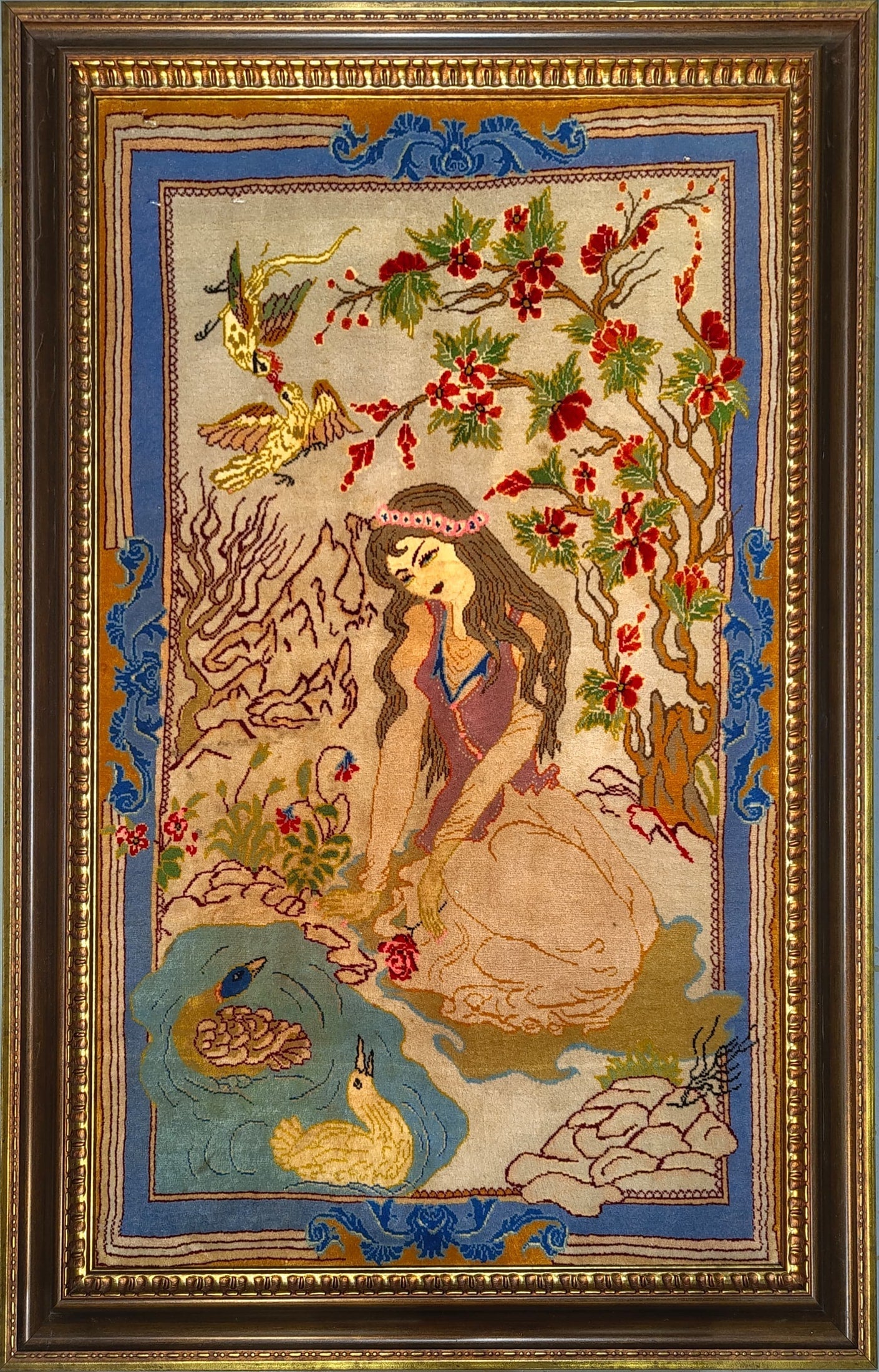 Antique Qum Rug in Portrait Style