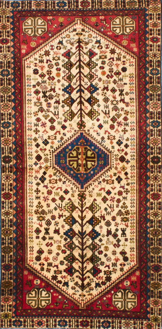 Handwoven Ghashghaei Rug with Medallion Pattern