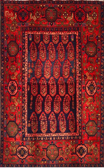 Antique Hamadan Rug in All-Over Style