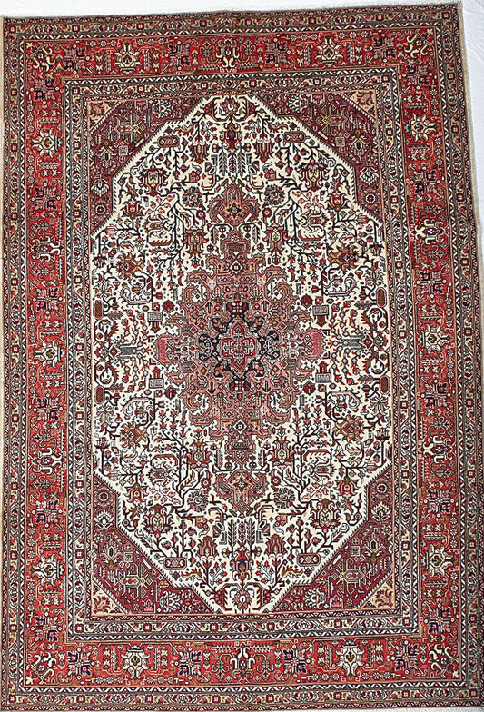 Handwoven Tabriz Rug with Medallion Pattern